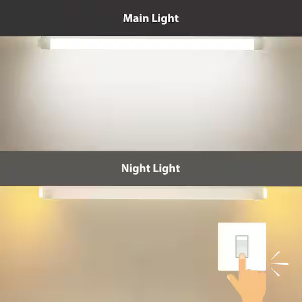 Commercial Electric Paquete de 1 unidad de luz LED integrada blanca de 1,2 m con sensor de movimiento y CCT ajustable, además de luz nocturna de 4000 lúmenes.