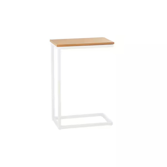 StyleWell Donnelly White C-Shaped Side Table with White Wood Top