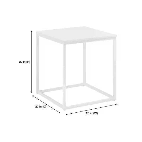 StyleWell Mesa auxiliar Donnelly blanca con tablero de madera blanca (50,8 cm de ancho x 55,9 cm de alto)