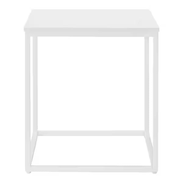 StyleWell Mesa auxiliar Donnelly blanca con tablero de madera blanca (50,8 cm de ancho x 55,9 cm de alto)