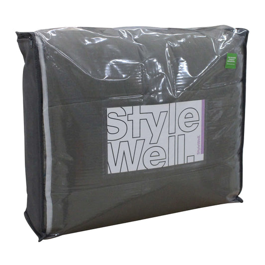 2-Piece Reversible Olive Green and Shadow Gray Channeled Microfiber Twin_Twin XL Comforter Set